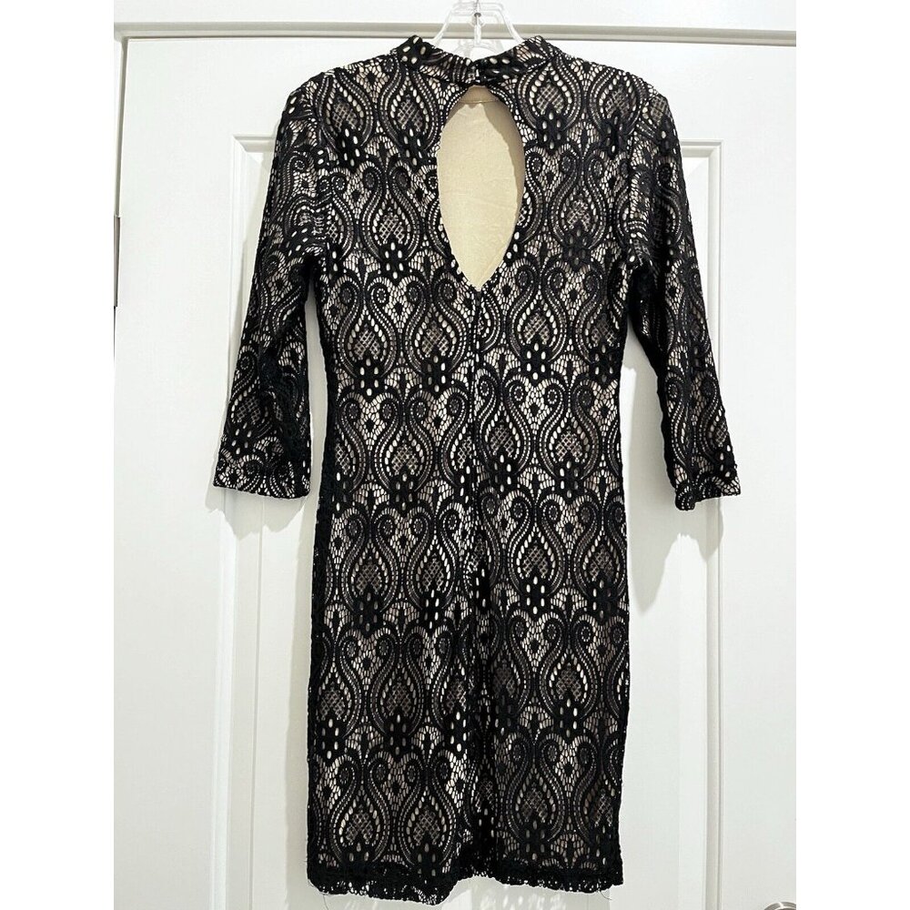 Crystal Doll Y2K Black lace open keyhole back cocktail dress evening party small - Picture 10 of 10